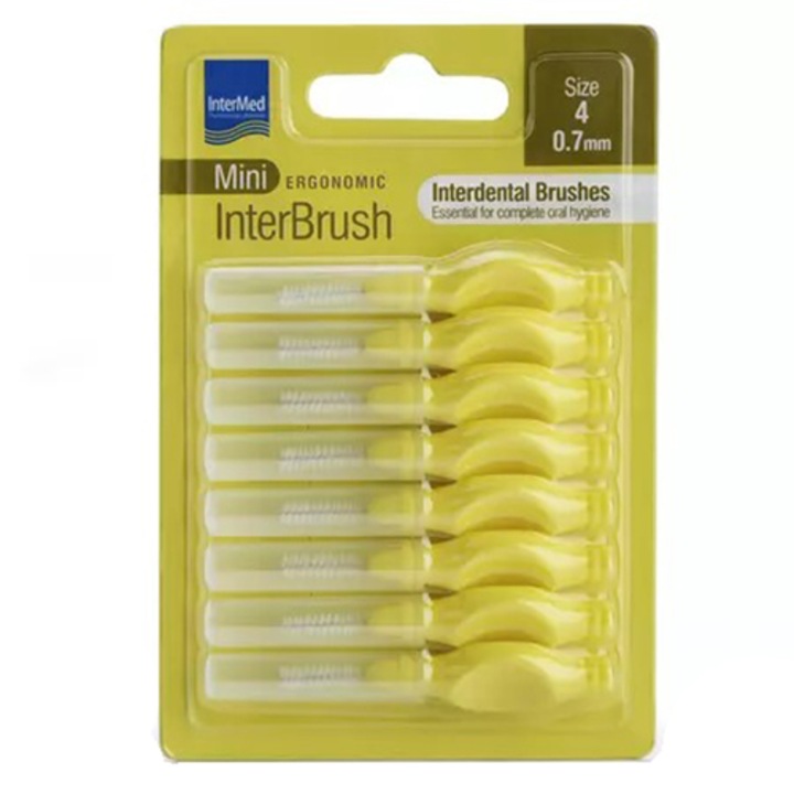 Periute interdentare marimea 4 0.70mm, Intermed Mini Ergonomic InterBrush, 8 buc