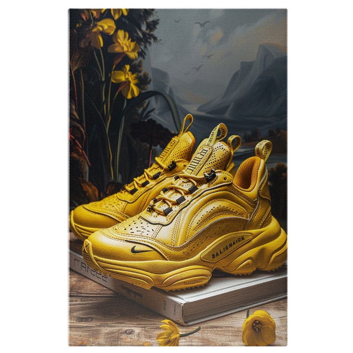 Tablou Canvas Incaltaminte Nike Galbeni Culoare Care Vorbeste Mai Tare Decat Cuvintele, Pictura Digitala 60x40CM