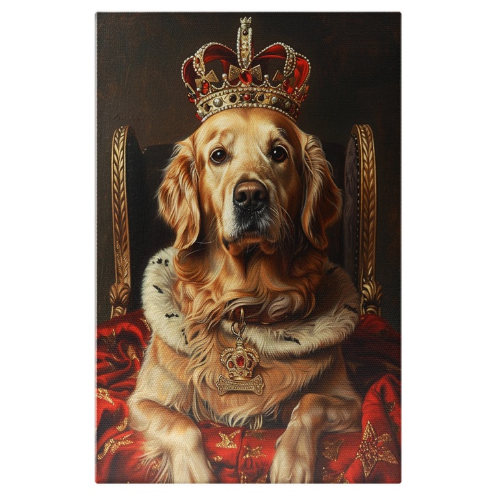 Royal Canvas festmény Golden Retriever Dog Paws Tolanit piros sapkán, digitális festmény 40x25cm