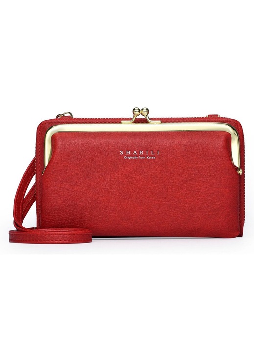 Portofel dama retro, rosu, 18.5x11x6.5cm