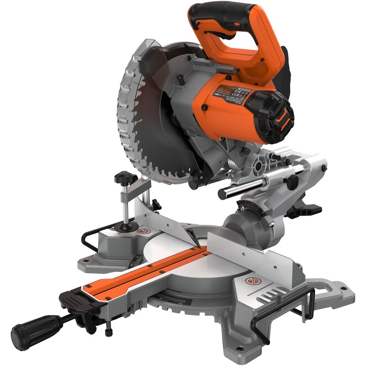 Циркуляр Black & Decker BES701, 1500 W, 4800 RPM, 230 V, Диаметър на диска 21,6 см, Ъгъл на рязане 45°, Събирателна чанта
