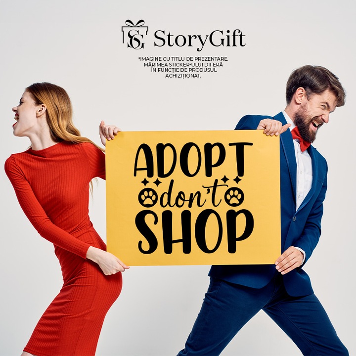 Външен стикер със съобщение, призоваващо да осиновявате домашни любимци, а не да ги купувате, черен винил, 70 cm