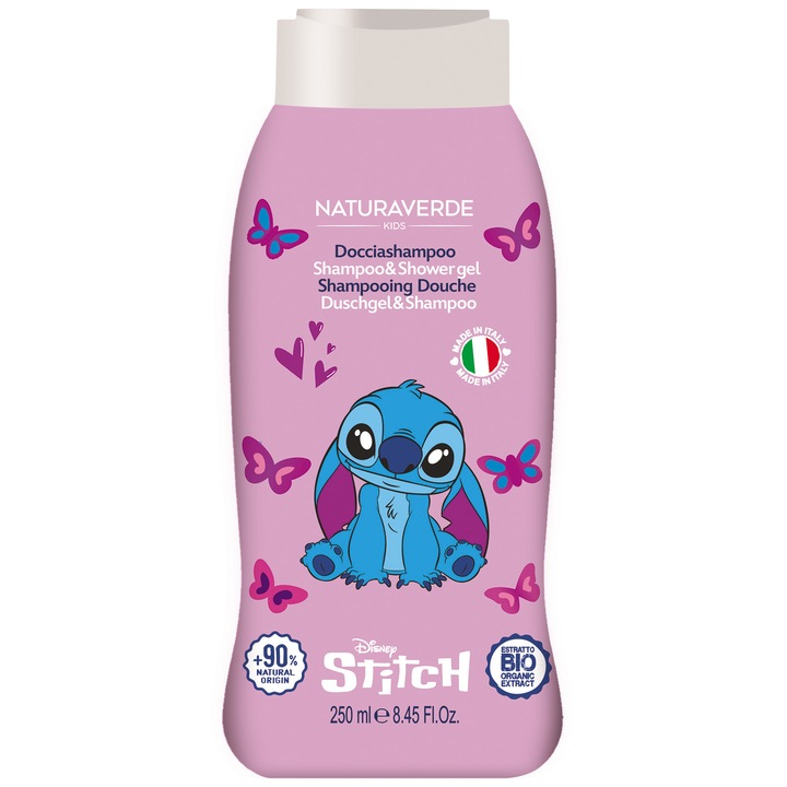 Шампоан и душ гел Stitch, Naturaverde kids, 250 мл