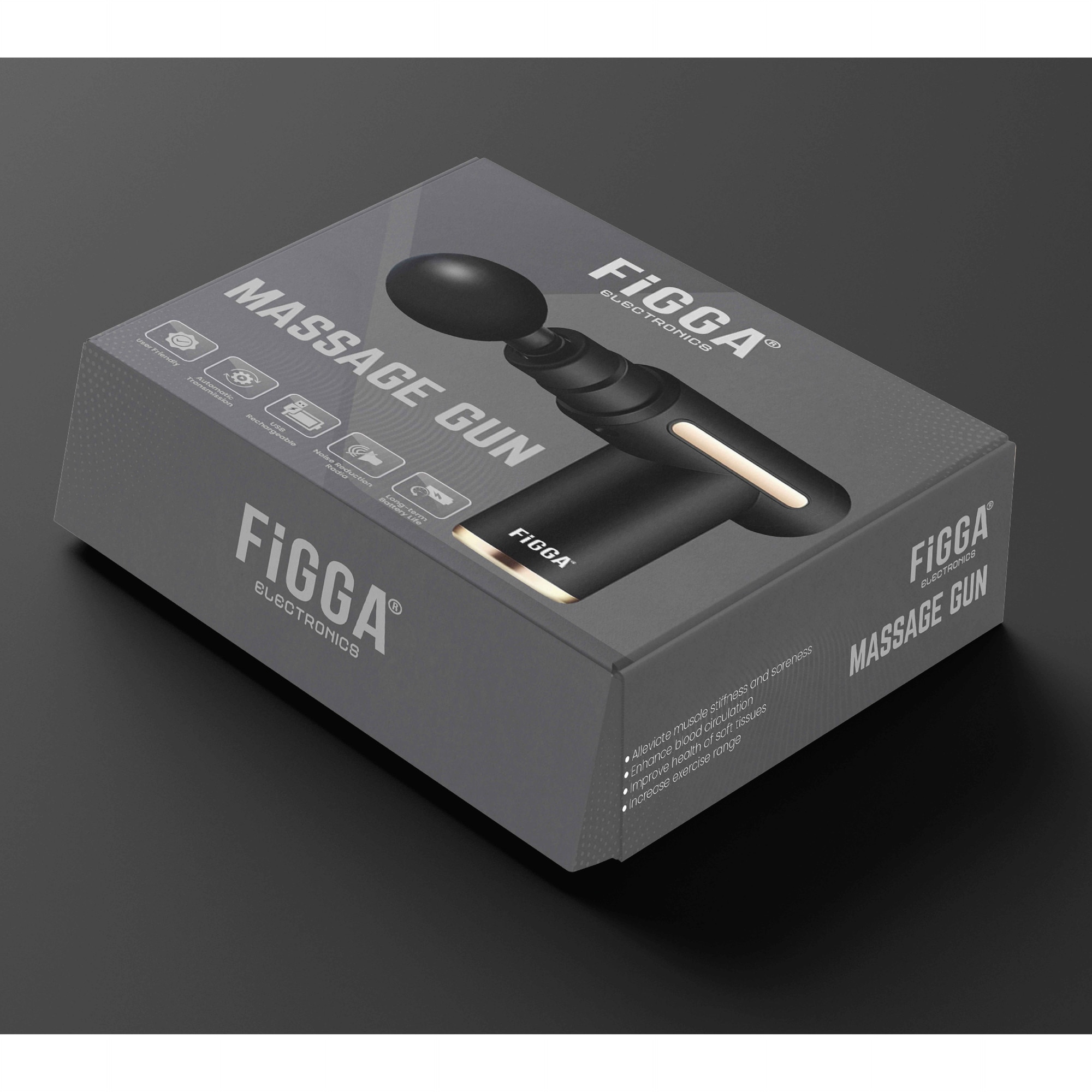 Figal Machine Aparat Masaj Profesional FiGGA®, Tip Pistol, Acumulator 2800mAh, 1800 ...