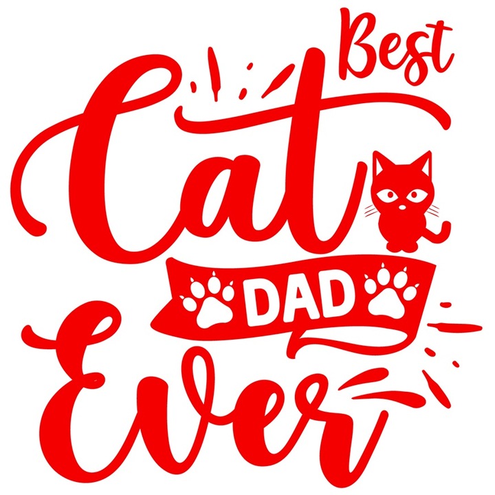 Sticker Exterior pentru cel mai tare tata crescator de pisici dintotdeauna - feline, Vinyl Rosu, 20 cm
