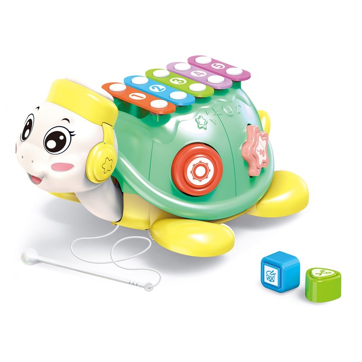 Играчка за сортиране Mappy, С ксилофон, Костенурка, Зелен