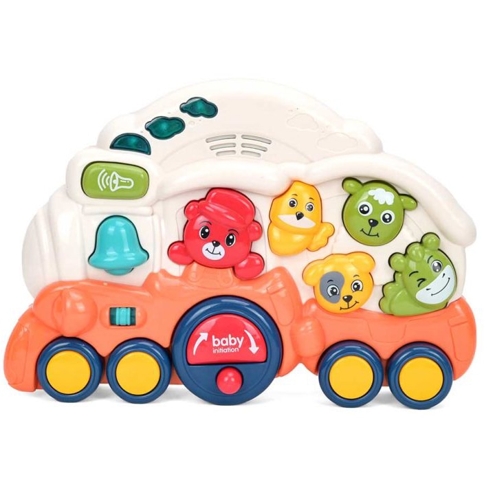 Jucarie interactiva pentru bebelusi, Mappy Train, cu lumini si sunete, portocaliu