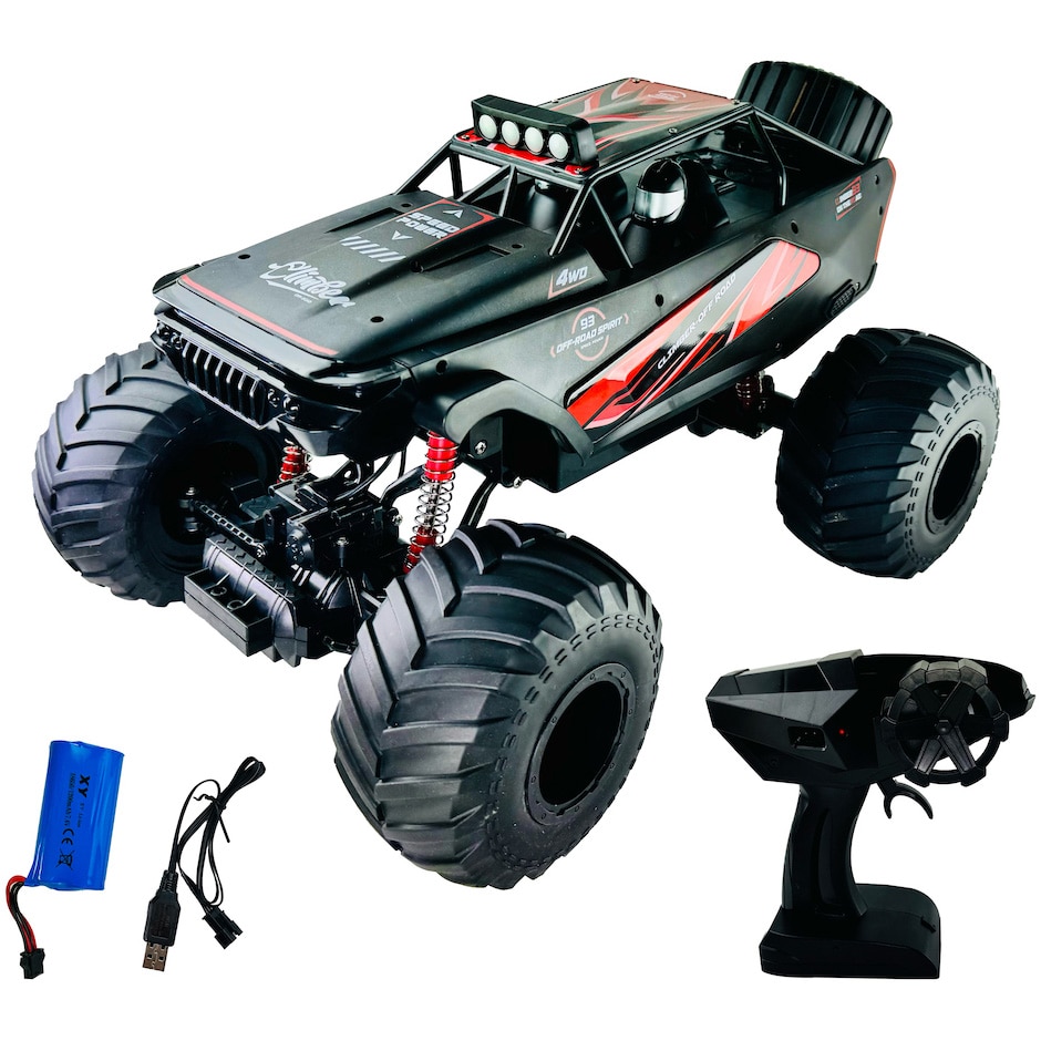 Masinuta cu telecomanda Mappy - Off Road, scara 1:6, cu roata de rezerva, negru/rosu