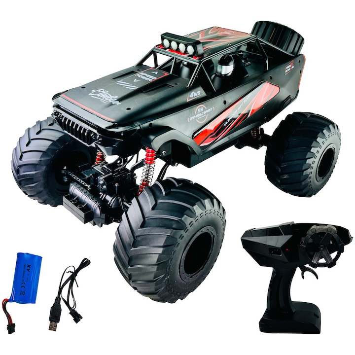 Masinuta cu telecomanda Mappy - Off Road, scara 1:6, cu roata de rezerva, negru/rosu