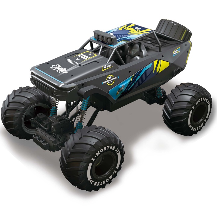 Количка с дистанционно управление Mappy - Off Road, Мащаб 1:6, С резервна гума, Черен/Син