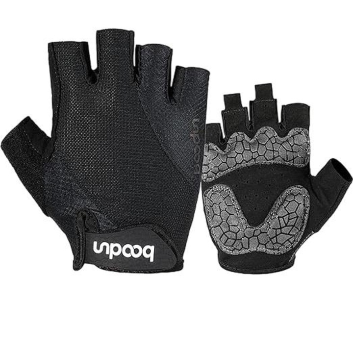 Boodun sportkesztyű, poliészter, lengéscsillapító, csúszásgátló, légáteresztő, unisex, fekete
