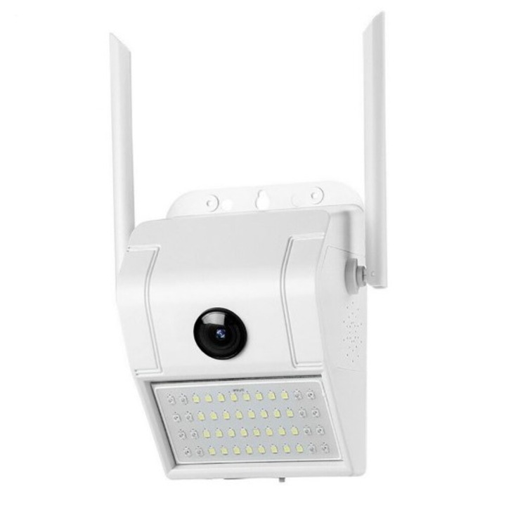 Външна Wi-Fi камера с осветление, Система V380pro, Детектор за движение, 36LED диода, Микрофон, Водоустойчива, Бяла