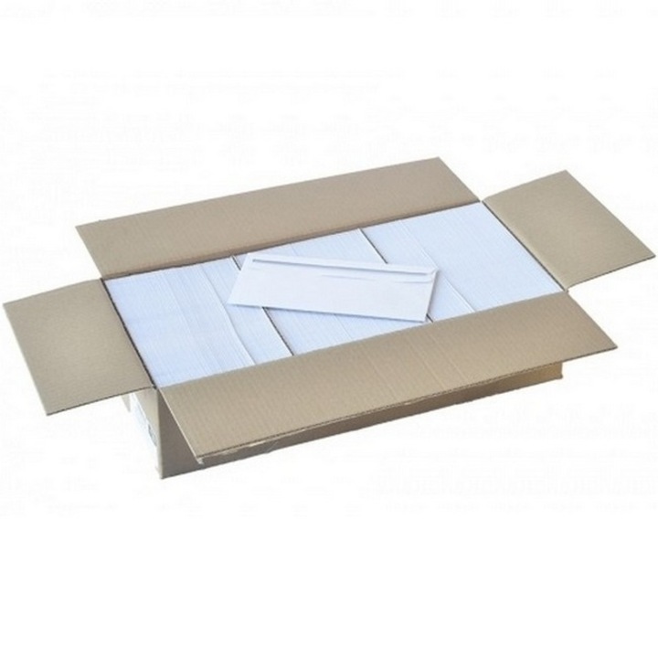 Cutie 1000 plicuri DL, 110x220 mm, alb, 80 gr, siliconic