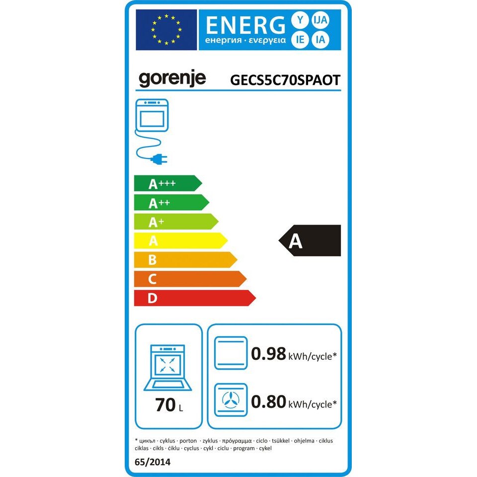 Aragaz electric Gorenje GECS5C 70SPAOT 50 cm, incl. sertar telescopic simplu, Inox