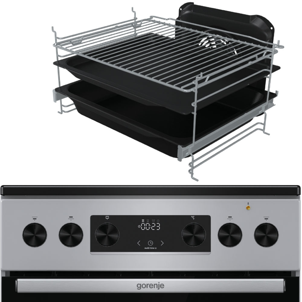 Aragaz electric Gorenje GECS5C 70SPAOT 50 cm, incl. sertar telescopic simplu, Inox