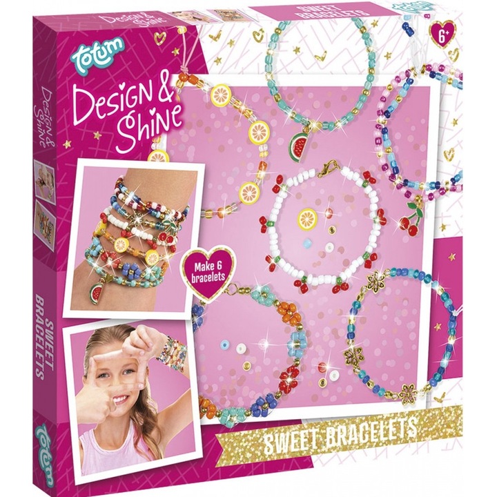 Set creativ, Totum, Bratari Sweet DIY, 6 piese