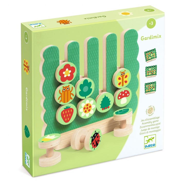 Joc educativ Gardimix, Djeco, din lemn, +3 ani, multicolor