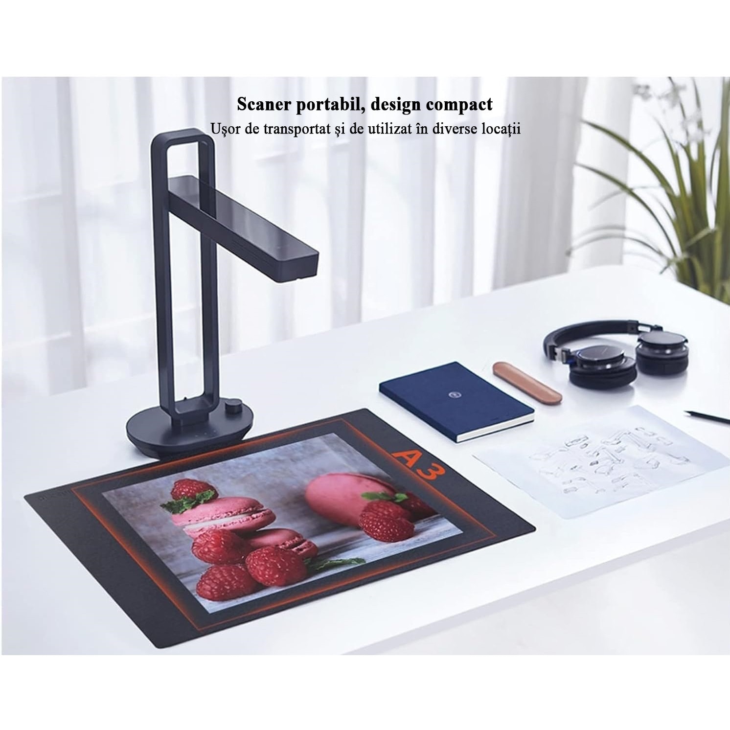 Scanner Profesional De Mare Viteza GLIMATECH, Functie De Scanare HD, Lumina  LED, Recunoastere Text, Aplicatie Dedicata Smartphone, Compatibil cu  Android Sau IOS, Portabil, Culoare Negru - eMAG.ro