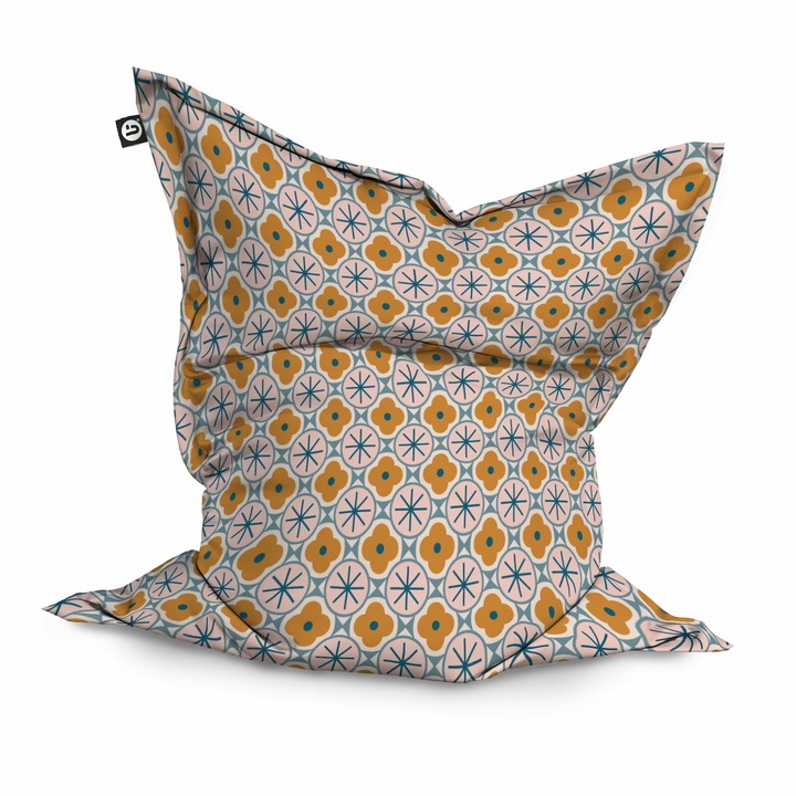 Fotoliu Updeco Puf Bean Bag tip Perna, impermeabil, indoor/outdoor, sac interior, 115 x 150 x 25 cm, geometric flowers
