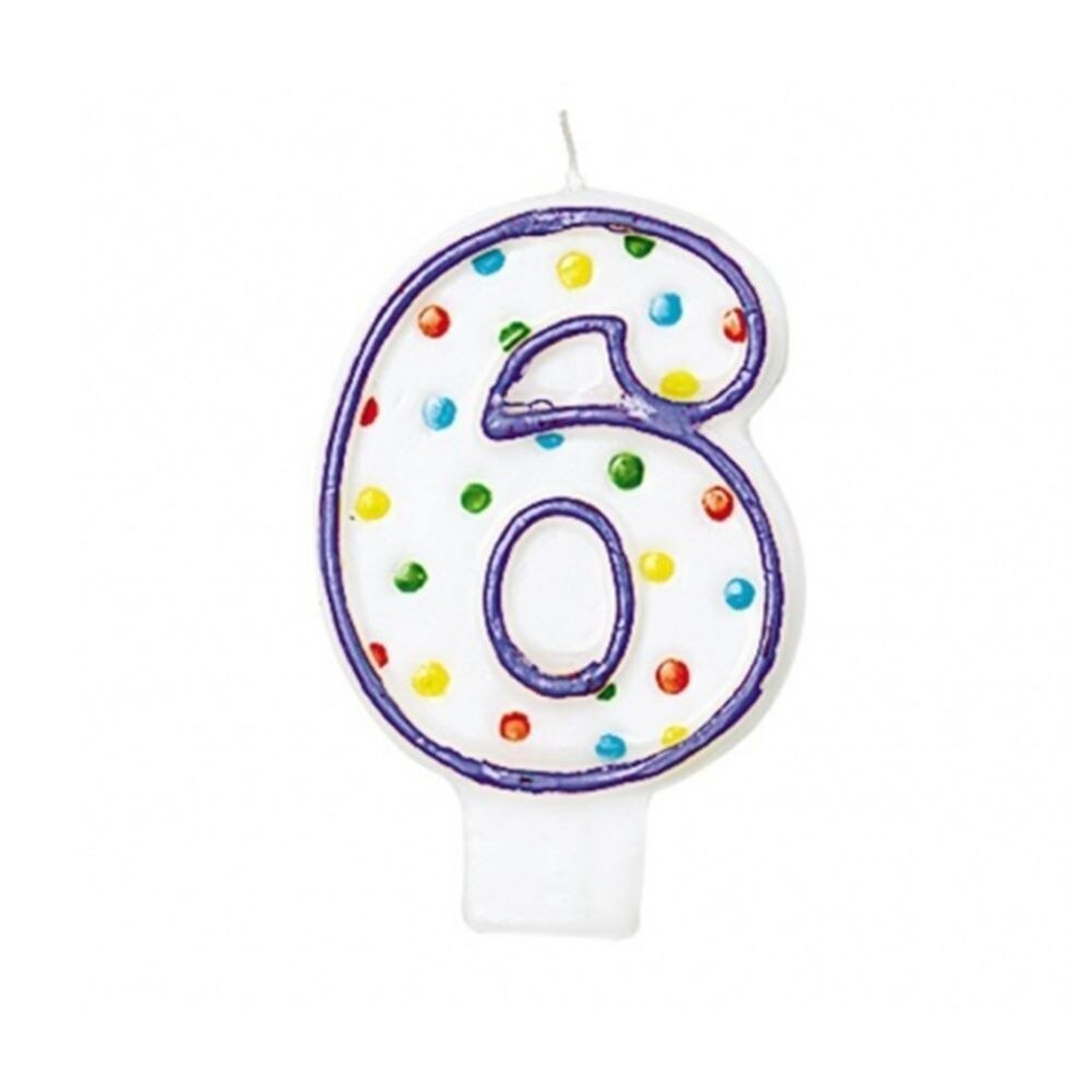 Lumanare cifra 6 cu buline colorate, Amscan, 1 buc