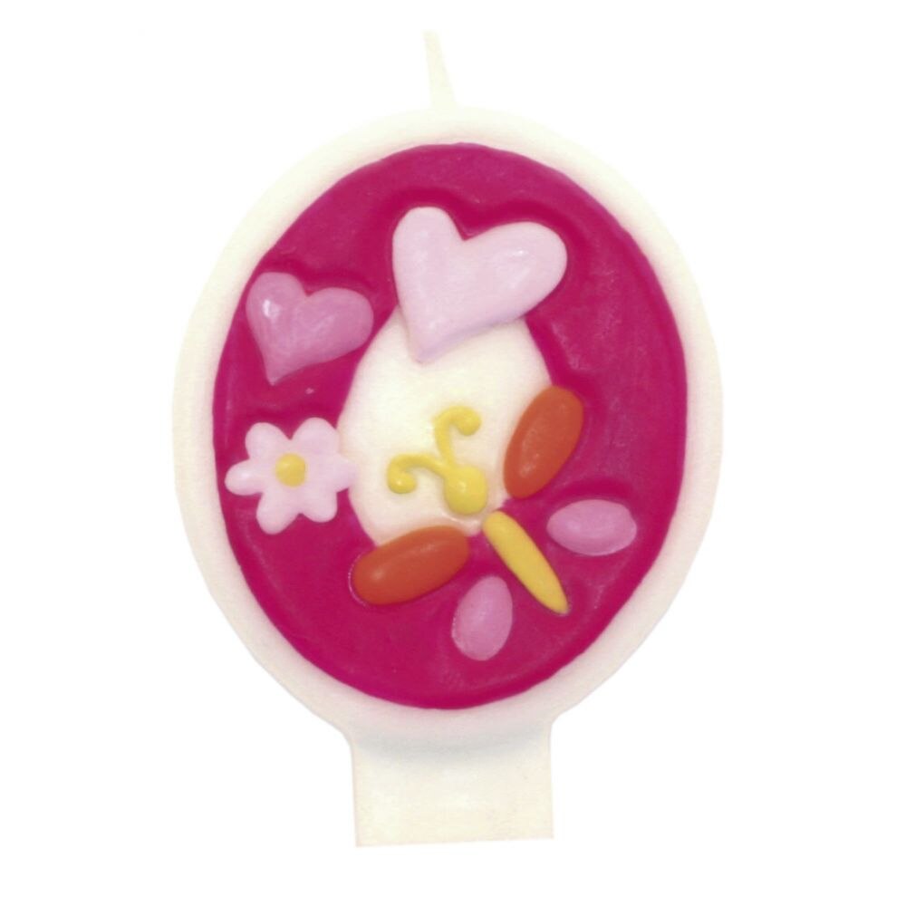 Lumanare cifra 0 roz figurina fetita, Amscan, 1 buc