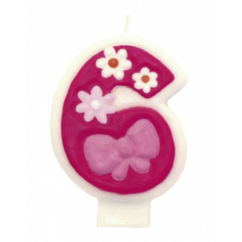 Lumanare cifra 6 roz figurina fetita, Amscan, 1 buc