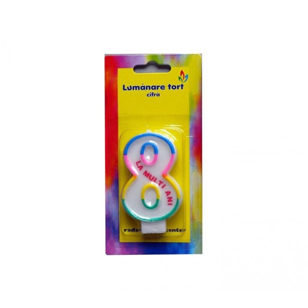 Lumanare cifra 8 inscriptionata cu mesajul 