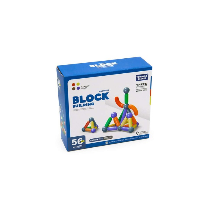 Set de constructie, 56 de piese, Multicolor