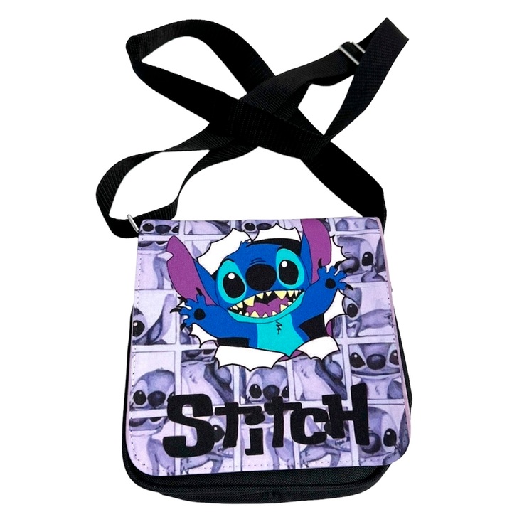 Geanta personalizata stitch disney, negru, 18 x 20 x 6 - 0 cm