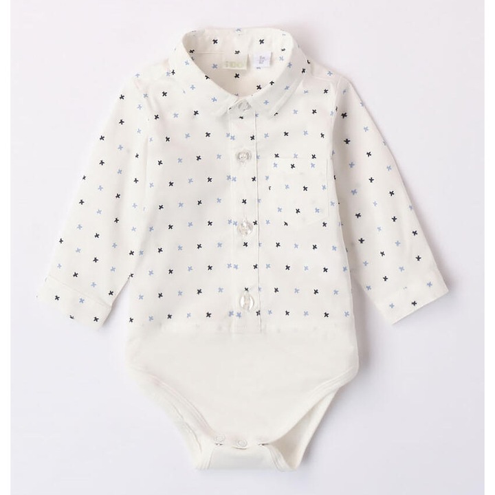 Camasa cu imprimeu pentru bebe baiatel, I Do, 4.7187, Alb/Albastru