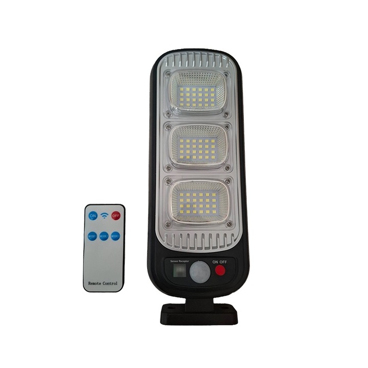 Соларна зареждаща лампа 72 LED SMD, NEXTLY, сензор за движение и светлина, 3 режима на работа, включено дистанционно, водоустойчива, за на открито, черна