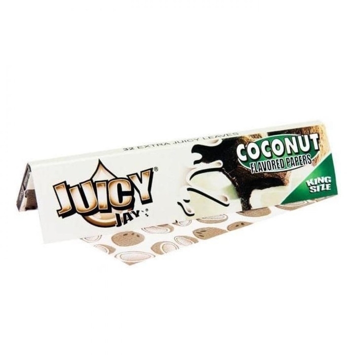 Foite de rulat tigari Juicy Jay's King Size Slim 110mm din Canepa, aroma Cocos