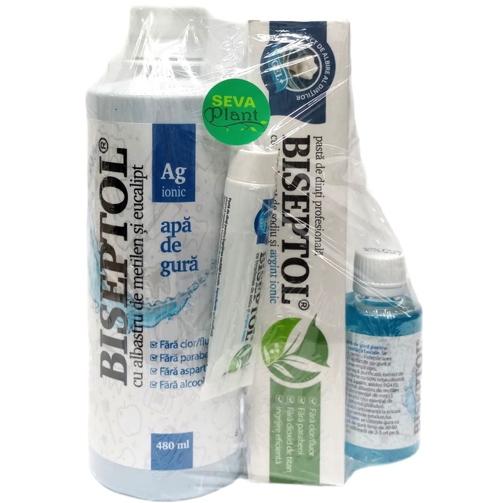 BiSeptol készlet szájhigiéniához és fogápoláshoz (szájvíz 530 ml + fogkrém 90 ml), 620 ml, Seva Plant