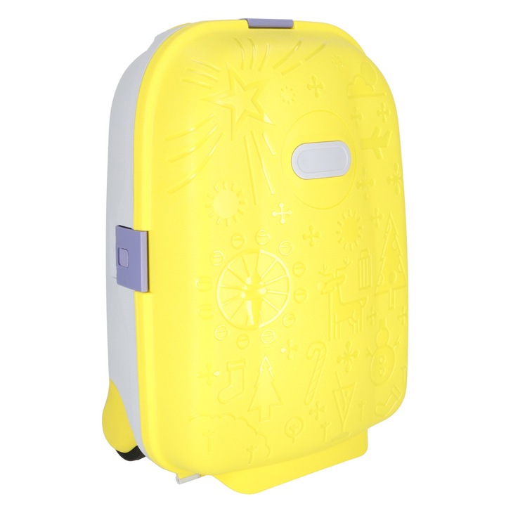 Детски куфар RollyON UniqViBE, 43 CM, безшумни колела, затваряне с 3 капака, удароустойчив калъф, ремъци за закрепване, водоустойчив, вътрешен джоб, голям капацитет, ергономичен дизайн, жълт