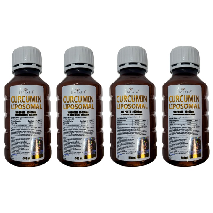 Curcumin lipozomal, 4 buc, Supliment alimentar, 100.000 mg, fara zahar, 400 portii, 2000ml