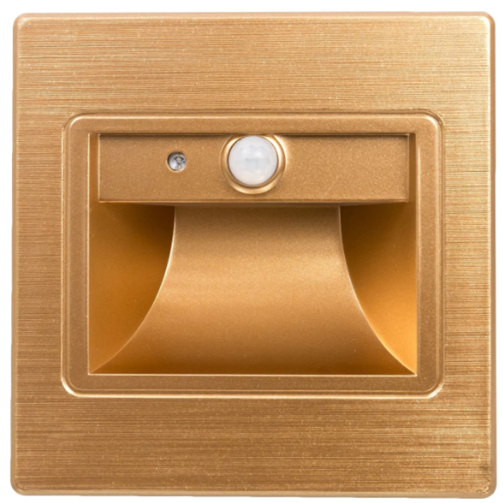 Spot led 1W Scara Incastrabil, Hol, Auriu cu Senzor de prezenta si Crepuscular Lumina Naturala cu doza inclusa