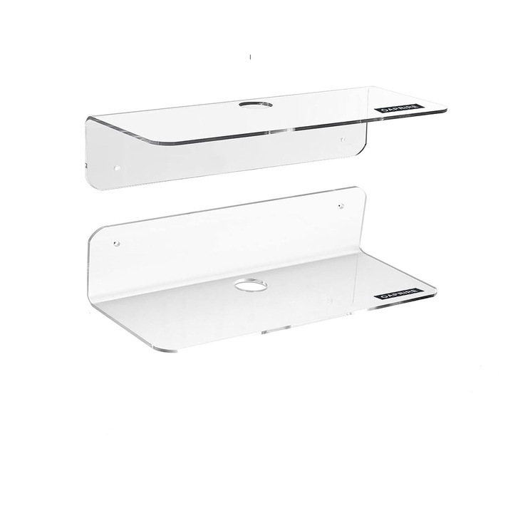 Rafturi de perete, Oaprire, 2 buc, moderne, 23x10 cm, transparente