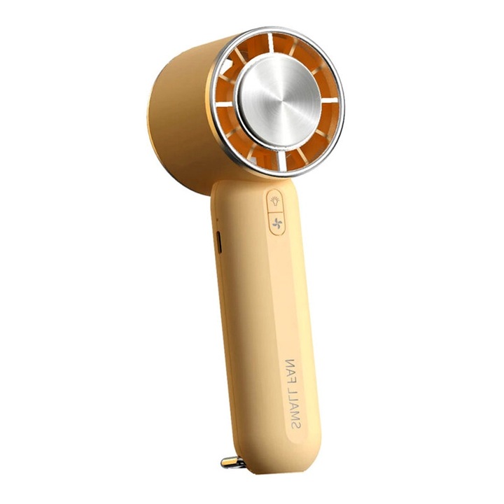 ChromaTorch hordozható miniventilátor, akkumulátorral, OPTIM MEGOLDÁS, 3 sebességfokozat, mini méretű zseblámpa, 5400 RPM-es motor, hűtéstechnika, USB újratölthető 1200 mAh, nagy teljesítmény, narancssárga