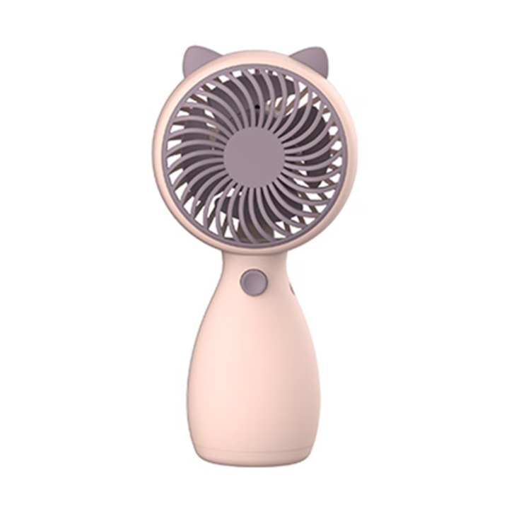 Hordozható kézi vagy asztali ventilátor, nagy teljesítményű motorral és lítium-ion akkumulátorral, vezetékkel, Pink Kitty modell, 12 cm, EREDETI AJÁNLATOK