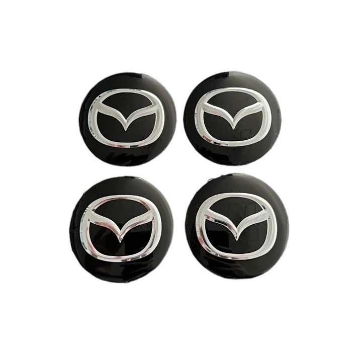 4 db abtibild Mazda matrica embléma készlet (alumínium) öntapadós 56mm kerékburkolatokhoz