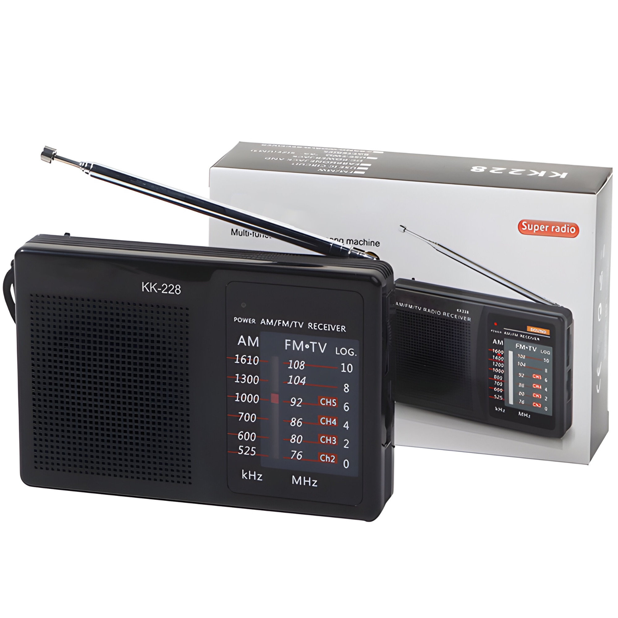 Radio Portabil Retoo KK-228 cu Mufa Casti AUX Jack 3.5mm si Antena