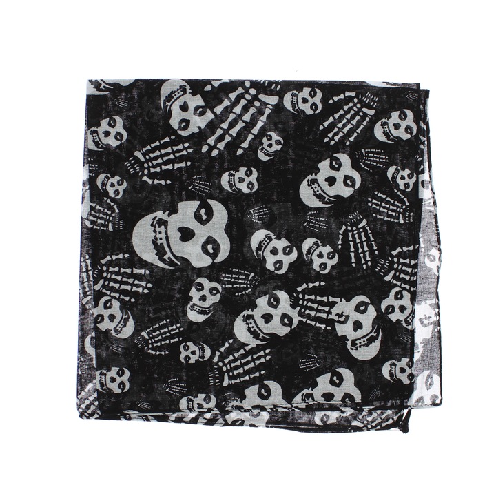 Bandana din bumbac, dimensiune 55x55 cm, Buticcochet, Negru - ES2666