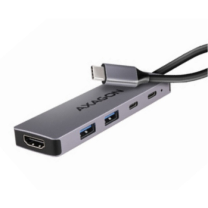 Хъб HMC-5H60, USB-C 3.2 Gen 1, 2x USB-A, 4K/60Hz HDMI, PD 100W, 15 см USB-C