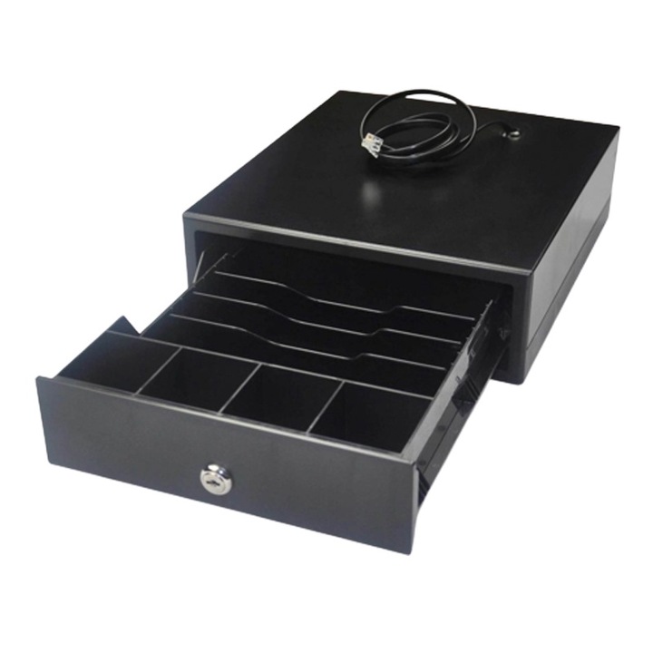 Sertar de bani ACD-240 mic, 4 Bancnote /4 Monede, 6V, negru