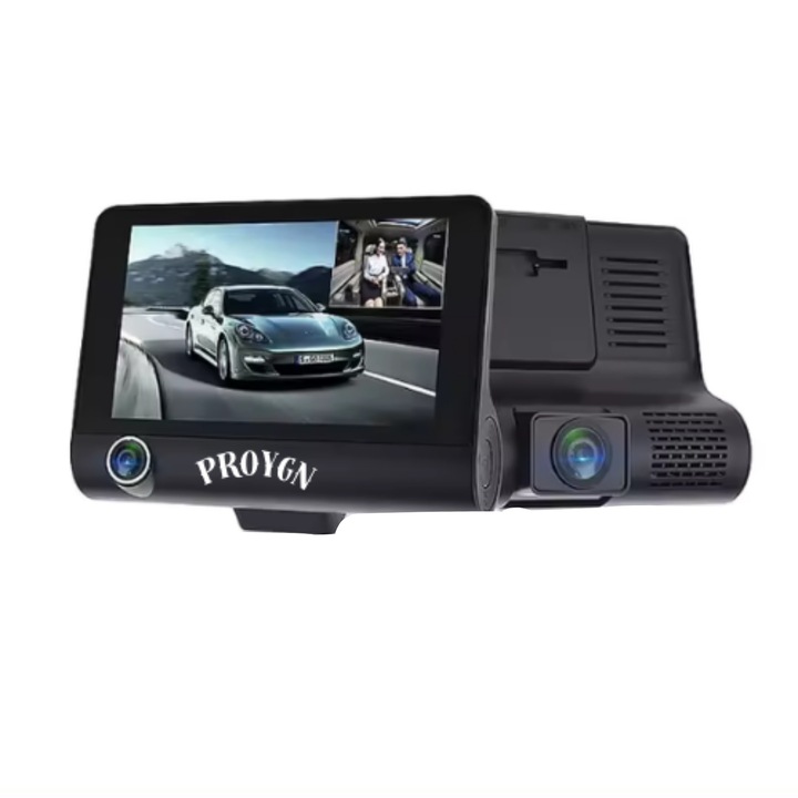 Видеорегистратор FullHD запис, 24H мониторинг на паркиране, Детекция на движение, 1920x1080 резолюция, поддръжка на 32GB карта, 4-инчов екран, Черен