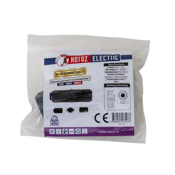 3 tűs csatlakozó VÍZÁLLÓ IP68, 250V, 16A, Z-TOOLS / EXT 106-004-0001