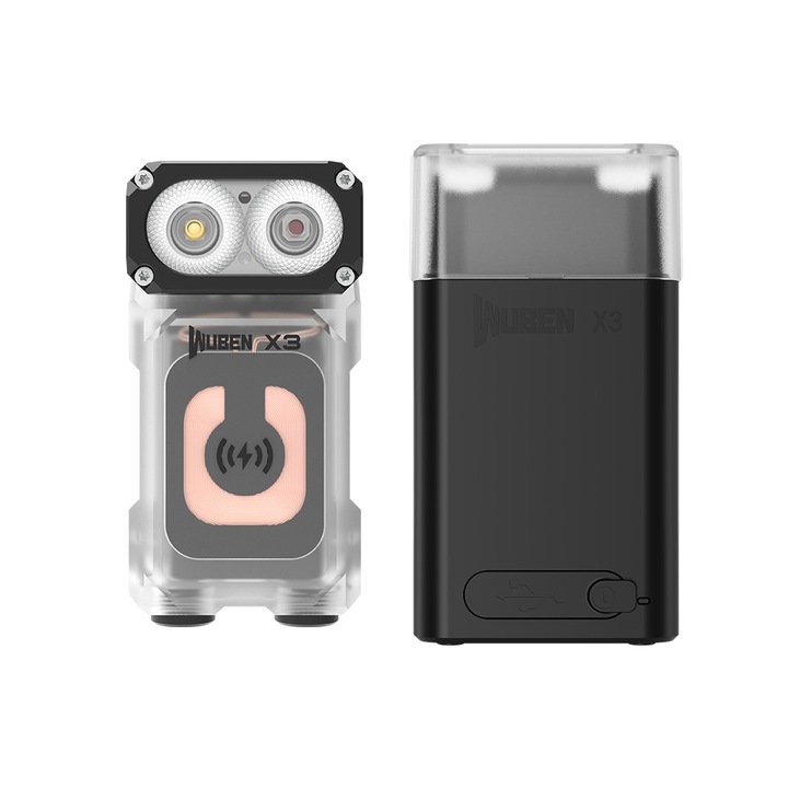 EDC акумулаторен фенер, 700 LM, регулируема глава 180 градуса, бял цвят, Wuben X3-Pro