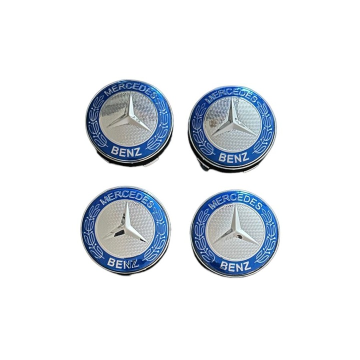 4db kerékburkolat készlet 60mm kék Mercedes kompatibilis/alufelni csere