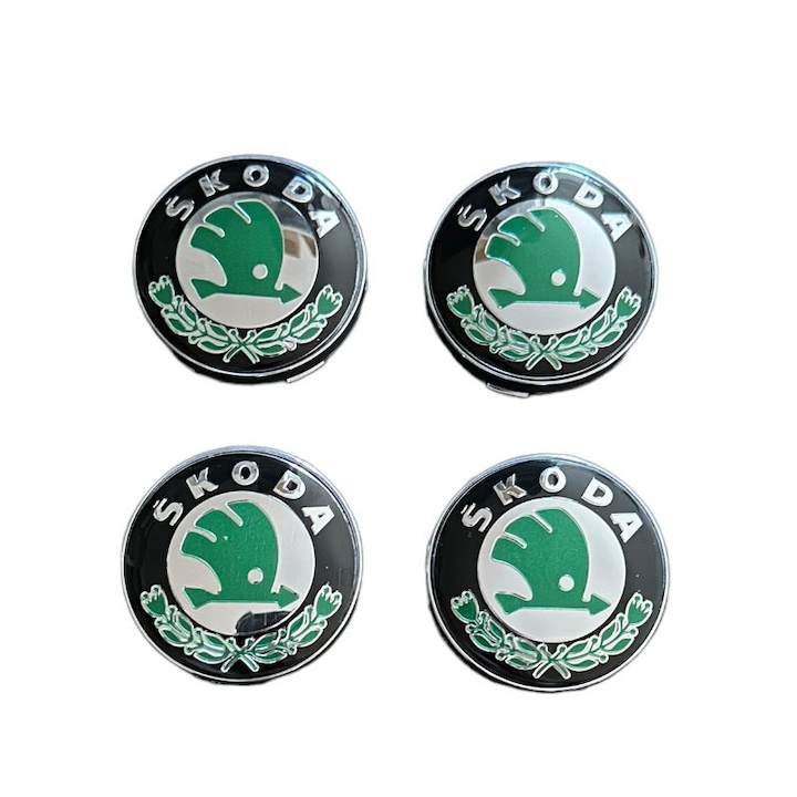 Set 4 capace roti 60mm Skoda verde compatibil/inlocuitor janta aliaj