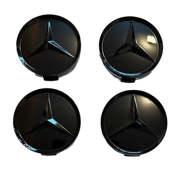 Комплект от 4 капачки 75 мм, съвместими с изцяло черни лети джанти Mercedes-Benz
